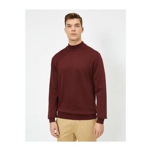 Koton Men's Burgundy High Collar Sweater vyobraziť