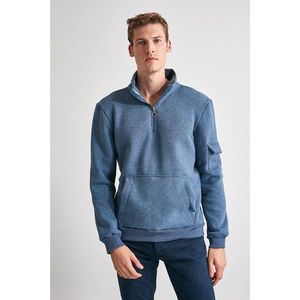 Trendyol Indigo Men's Zippered Upright Collar Regular Sweatshirt vyobraziť