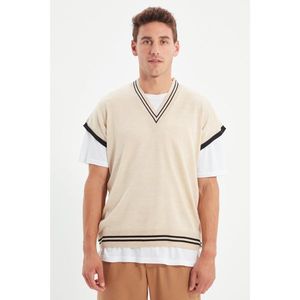 Trendyol Ecru Men's Line Detailed Sweater vyobraziť