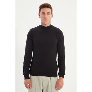 Trendyol Black Men's Slim Fit Half Turtleneck 100% Cotton Basic Sweater vyobraziť