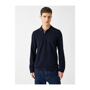 Koton Men's Navy Blue Cotton Polo Neck Basic Sweater vyobraziť