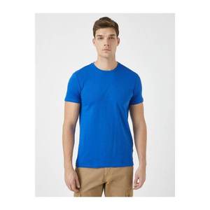 Koton Men's Blue Basic Short Sleeve Crew Neck T-Shirt vyobraziť