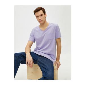 Koton Men's V-Neck T-Shirt Basic Short Sleeve Cotton vyobraziť