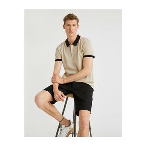Koton Ecru Ecru Polo Neck T-Shirt Basic Cotton Short Sleeve vyobraziť