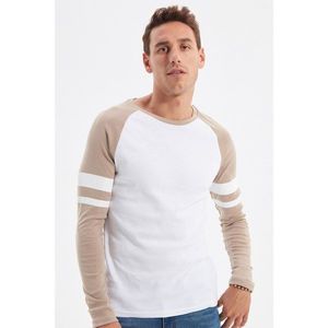 Trendyol Camel Men's Crew Neck Long Sleeve Printed T-Shirt vyobraziť