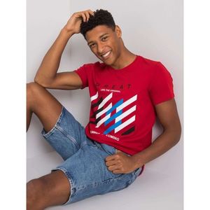 Men's maroon t-shirt with a colorful print vyobraziť