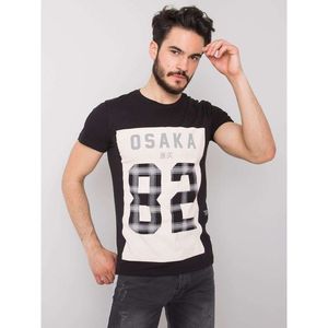 Black cotton men's t-shirt with a print vyobraziť