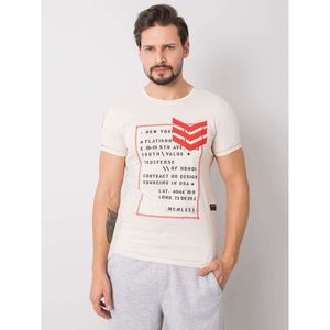 Cream men's t-shirt with prints vyobraziť