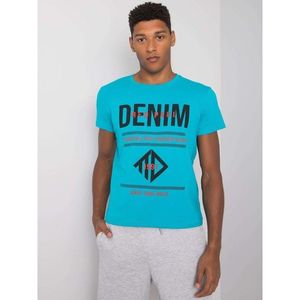 Turquoise cotton men's t-shirt with a print vyobraziť