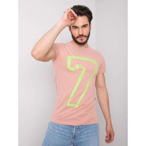 Dusty pink cotton men's t-shirt with a print vyobraziť