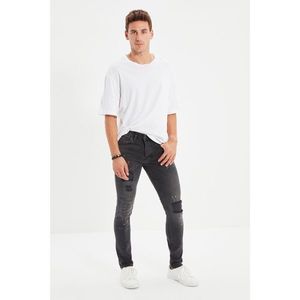 Trendyol Anthracite Men's Skinnt Fit Destroyed Jeans vyobraziť