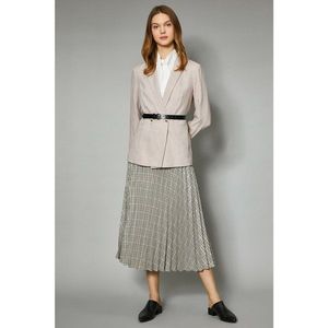 Koton Women's Brown Checkered Pleated Midi Skirt vyobraziť