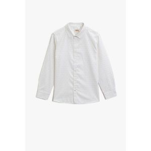 Koton Boy Cotton Polka Dot Classic Collar Long Sleeve White Shirt vyobraziť