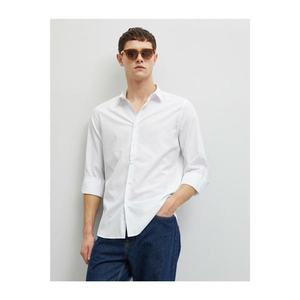 Koton Men's White Classic Collar Long Sleeve Cotton Shirt vyobraziť
