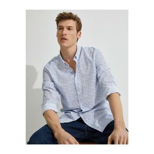 Koton Men's Patterned Cotton Slim Fit Long Sleeve Shirt vyobraziť