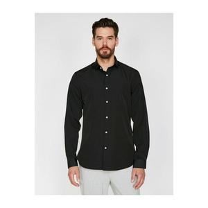 Koton Men's Black Classic Collar Long Sleeve Shirt vyobraziť
