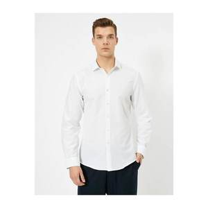 Koton Men's White Classic Collar Shirt vyobraziť