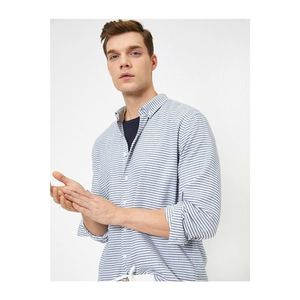 Koton Cotton Regular Fit Shirt with Men's Grey Wedding Collar Horizontal Stripes vyobraziť
