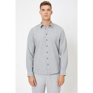 Koton Men's Gray Classic Collar Shirt vyobraziť