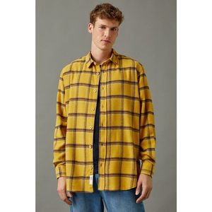 Koton Men's Yellow Plaid Shirt vyobraziť