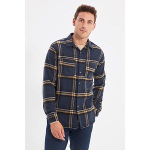Trendyol Navy Blue Men Regular Fit Double Pocket Lumberjack Plaid Shirt vyobraziť