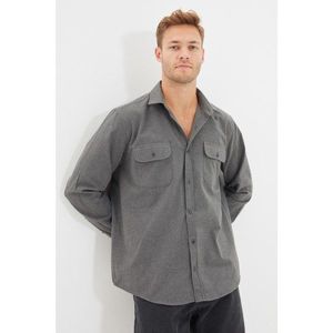Trendyol Gray Men Regular Fit Shirt Collar Double Covered Pocket Shirt vyobraziť