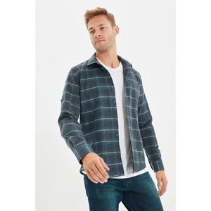 Trendyol Green Men's Slim Fit Epaulette Lumberjack Plaid Shirt vyobraziť
