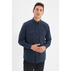 Trendyol Navy Blue Men Regular Fit Shirt Collar Double Pocket Covered Epaulet Shirt vyobraziť