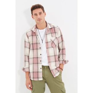 Trendyol Pink Men's Slim Fit Buttoned Collar Single Pocket Lumberjack Plaid Shirt vyobraziť
