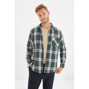 Trendyol Green Men's Slim Fit Buttoned Collar Single Pocket Lumberjack Plaid Shirt vyobraziť