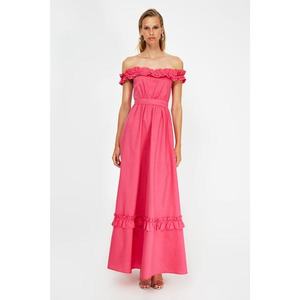Trendyol Fuchsia Frilly Poplin Evening Dress & Graduation Dress vyobraziť