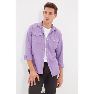 Trendyol Purple Men Regular Fit Shirt Collar Double Pocket Covered Overshirt Shirt vyobraziť