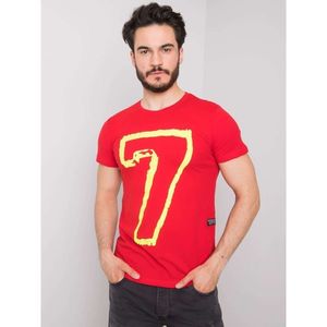 Men's red cotton t-shirt with a print vyobraziť