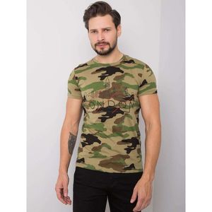 Khaki men's t-shirt with a print vyobraziť