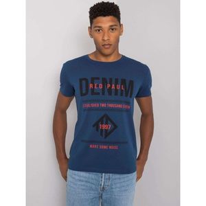 Men's light navy cotton t-shirt with a print vyobraziť