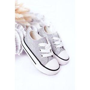 Children's Glitter Sneakers Silver Bling-Bling vyobraziť