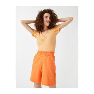 Koton Women's ORANGE Short Sleeve T-Shirt with Ruffle Detailed vyobraziť