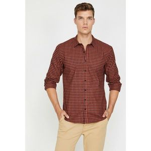 Koton Men's Orange Checkered Shirt vyobraziť