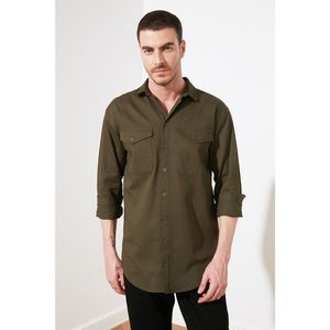 Trendyol Khaki Men's Regular Fit Double Pocket Cover Shirt vyobraziť