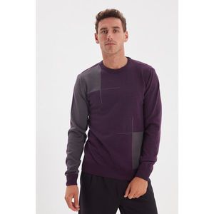 Trendyol Dark Purple Men's Crew Neck Slim Fit Knitwear Sweater vyobraziť