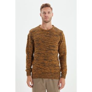 Trendyol Mustard Men's Slim Fit Crew Neck Patterned Sweater vyobraziť
