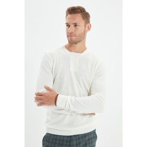 Trendyol Ecru Men's Crew Neck Slim Fit Knitwear Sweater vyobraziť