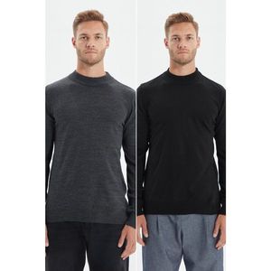 Trendyol Anthracite Men's Slim Fit Half Turtleneck 2-Pack Sweater vyobraziť