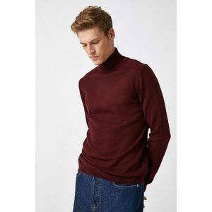 Koton Men's Claret Red Turtleneck Long Sleeve Slim Fit Knitwear Sweater vyobraziť