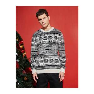 Koton Patterned Crew Neck Knitwear Sweater With Wool Content vyobraziť