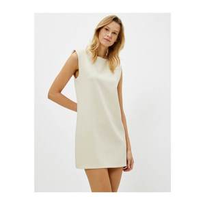 Koton Women's Ecru Wadding Dress Crew Neck Sleeveless Mini Dress vyobraziť