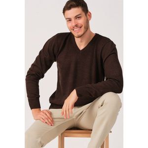 V0002 DEWBERRY MEN'S V-NECK SWEATER-COFFEE vyobraziť