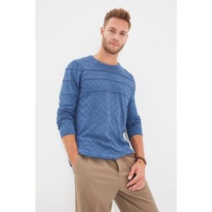 Trendyol Indigo Men's Crew Neck Slim Fit Knitwear Sweater vyobraziť