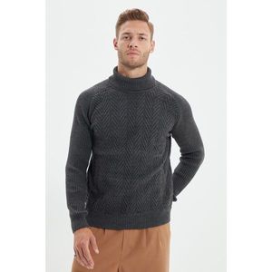 Trendyol Anthracite Men's Slim Fit Turtleneck Textured Knitwear Sweater vyobraziť