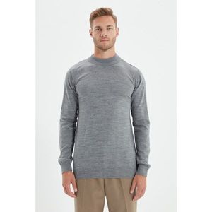 Trendyol Gray Men's Slim Fit Half Turtleneck Basic Pullover vyobraziť